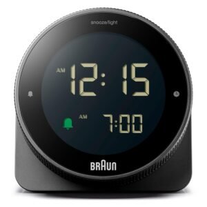 Braun Digital Plastic Alarm Clock with Snooze, Negative LCD Display